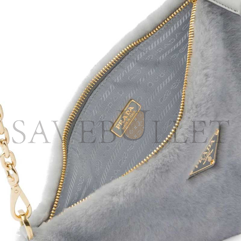 PRADA MINI TRIANGLE LOGO SHEARLING SHOULDER BAG 1NQ044 (28*16*7cm) 